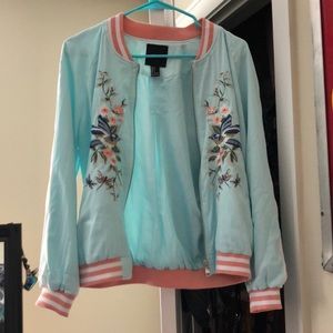 Forever 21 Aqua Jacket w/ Embroider